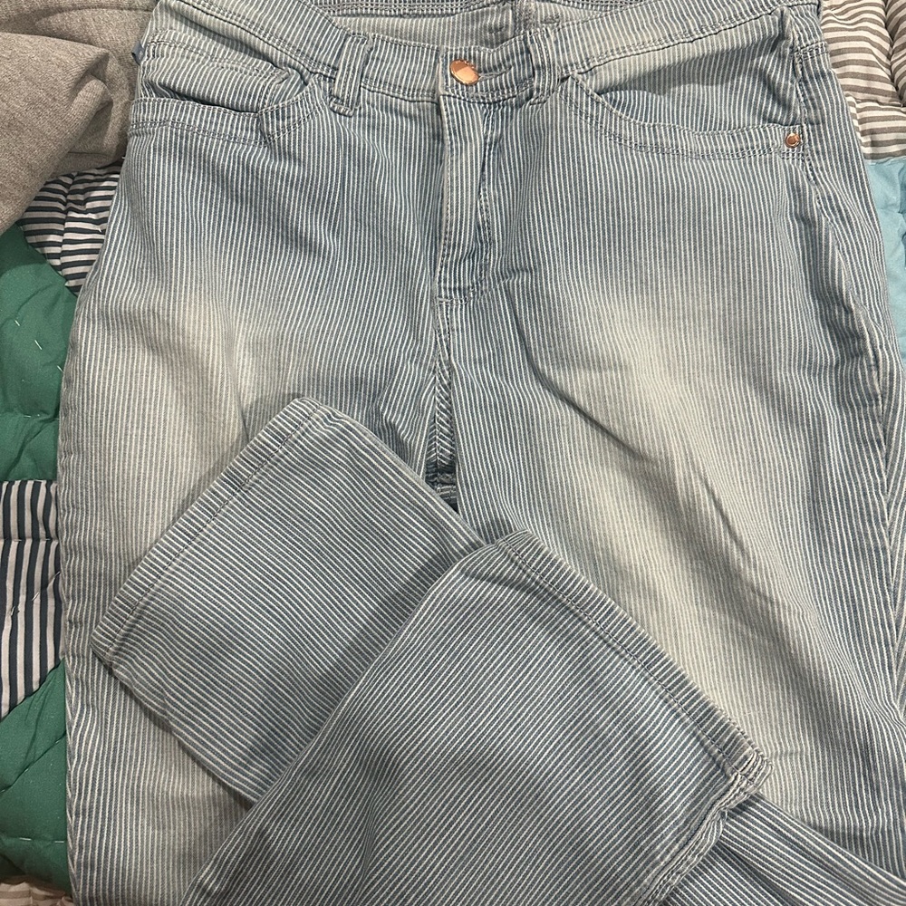Lee Striped Light Blue Women's Flare Jeans